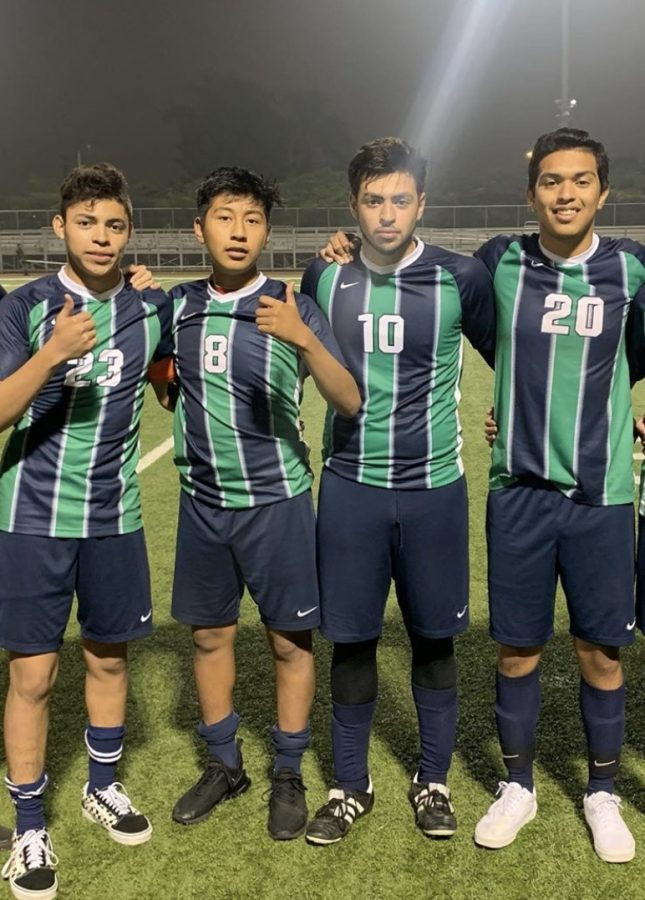 Soccer Stars- Left to Right, Andres Gonzalez, Jorge Irapan, Edwin Meza, and Jason Rubio
