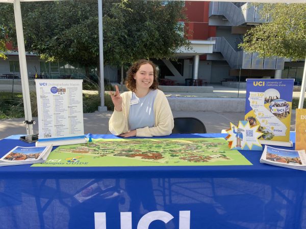 Admissions Counselor, Anna Olson representing UC Irvine at this years education fair.