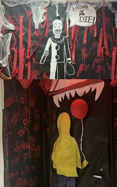 HALLOWEEN DOOR DECOR SHOWDOWN - On Monday, October 28, Ms. Villagran (Middle School) and Mr. Stack (High School) are announced as the winners for the door decorating competition.