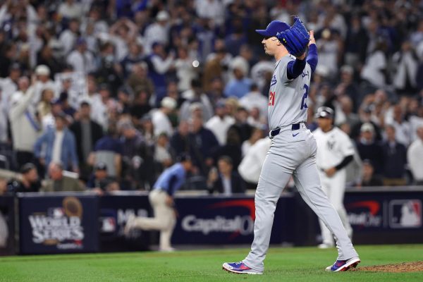 Dodger's Pitcher, Walker Buehler, after striking out Yankees outfielder, Alex Verdugo, to win the World Series.